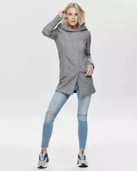 Женское пальто с капюшоном и застежкой-молнией Only, серый