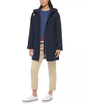 Женское пальто с капюшоном на молнии спереди Tommy Hilfiger, синий