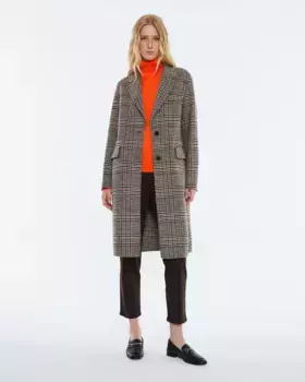 Женское пальто с клетчатым принтом Andam, оранжевый