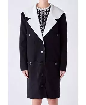 Женское пальто с контрастным матросским воротником English Factory, черный