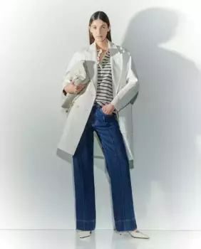 Женское пальто с лацканами в деревенском стиле Tintoretto, цвет 120 Crudo