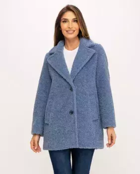 Женское пальто с отворотом и искусственным мехом Boutique El Corte Ingls, синий