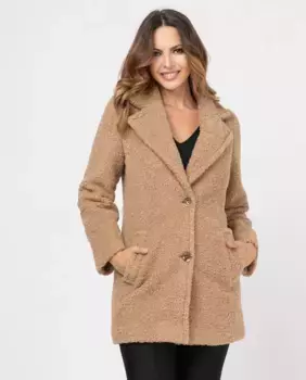 Женское пальто с отворотом и искусственным мехом Boutique El Corte Ingls, бежевый