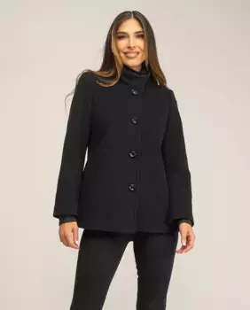 Женское пальто с полосатым воротником и застежкой на пуговицы Boutique El Corte Ingls, черный