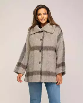 Женское пальто с разрезами по бокам и широким воротником Fsh, цвет Topo