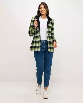 Женское пальто с воротником и пуговицами Fsh, зеленый