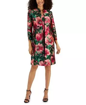 Женское пальто с воротником-стойкой и длинными рукавами Anne Klein, мультиколор