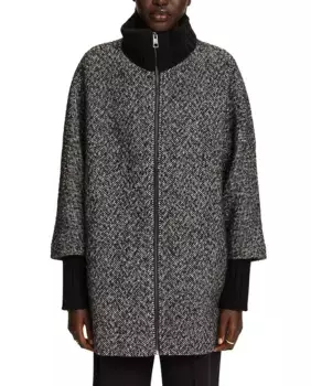Женское пальто с воротником-стойкой и пестрой тканью Esprit Collection, черный