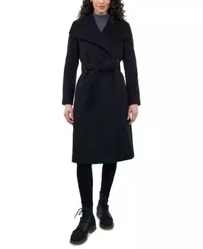 Женское пальто с запахом и поясом Anne Klein, черный
