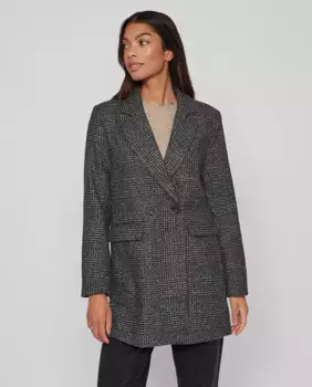 Женское пальто в ломаную клетку Vila, черный