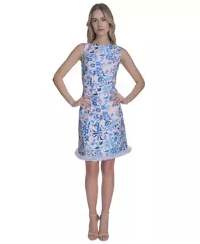 Женское платье А-силуэта из твида с цветочным принтом Eliza J, мультиколор