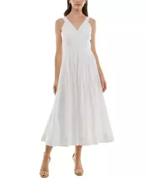 Женское платье А-силуэта с плиссировкой, V-образным вырезом и кружевной отделкой Taylor, коричневый/бежевый