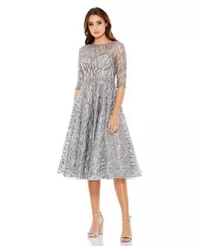 Женское платье А-силуэта с рукавами 3/4 и украшением MAC DUGGAL