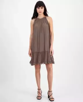 Женское платье А-силуэта с рюшами Robbie Bee, коричневый/бежевый