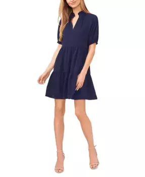 Женское платье-бэби долл с V-образным вырезом и ярусами на коротком рукаве CeCe, синий
