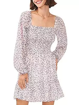 Женское платье-бэбидолл выше колена с цветочным принтом 1.State, цвет twilight purple