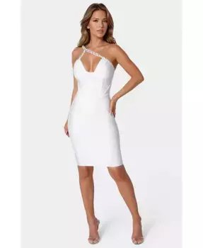 Женское платье-бандаж с корсетом и кристаллами Bebe, белый