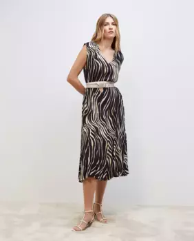 Женское платье без рукавов с низкими рюшами Aop Woman El Corte Ingls, черный