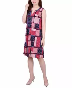 Женское платье без рукавов с замочной скважиной и фурнитурой NY Collection, мульти