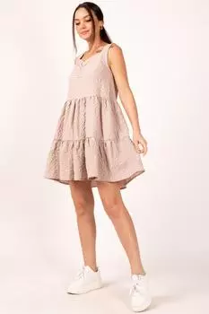 Женское платье без рукавов со сборками спереди и камнями armonika, серый