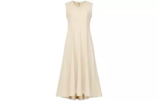 Женское платье без рукавов Uniqlo, светло-бежевый