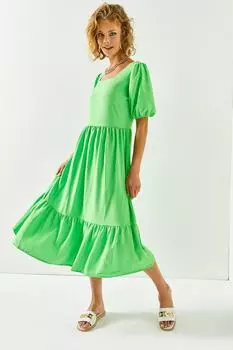 Женское платье-бодрум фисташкового цвета с короткими рукавами Olalook, зеленый