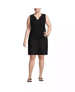 Женское платье больших размеров из хлопковой марли для плавания большого размера Lands' End, черный