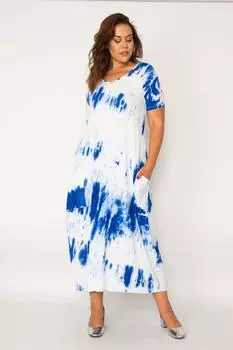 Женское платье большого размера Saks Batik с V-образным вырезом и карманами 65n33979 ans, темно-синий