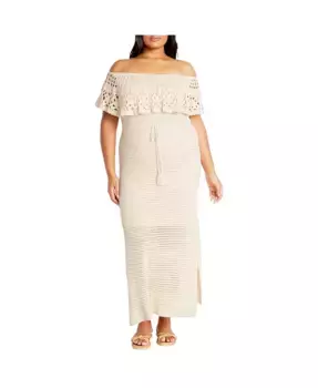 Женское платье Callie с кружевной вязкой CITY CHIC, коричневый/бежевый