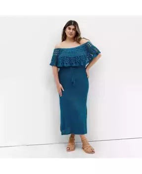 Женское платье Callie с кружевной вязкой CITY CHIC, синий