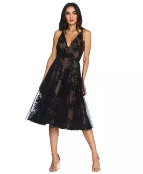 Женское платье Courtney с пайетками и тюлем Dress the Population, коричневый/бежевый