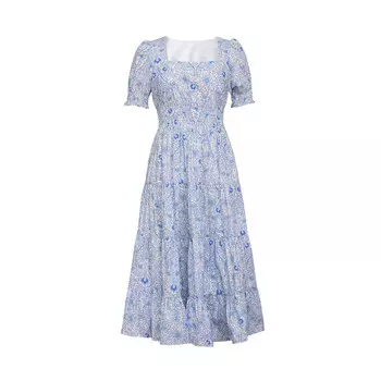 Женское платье Deep Breath с квадратным вырезом и пышными рукавами в клетку, плед