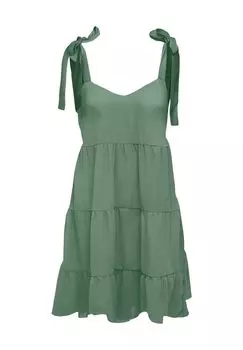 Женское платье длиной до колена с V-образным вырезом и воланами VERO MODA, цвет Hedge Green