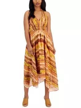 Женское платье длиной до колена с принтом и бретелькой через шею Taylor, цвет cantaloupe/ginger
