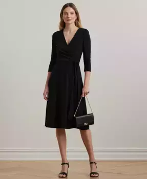 Женское платье-джерси с запахом Lauren Ralph Lauren, черный