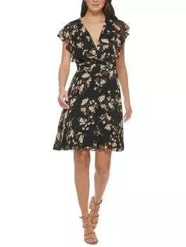 Женское платье Font Twist из полиэстера с эффектом покроя и клешем DKNY, цвет black/tan