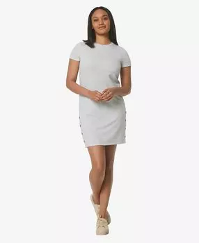 Женское платье-футболка с короткими рукавами и боковыми разрезами на кнопках Marc New York