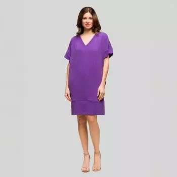 Женское платье-футболка с V-образным вырезом, коротким рукавом и карманом свободного кроя 24Seven Comfort Apparel, фиолетовый