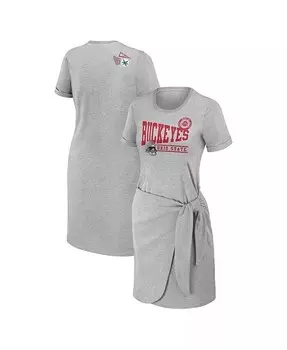 Женское платье-футболка с завязками Heather Grey Ohio State Buckeyes Wear By Erin Andrews, серый