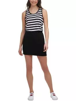 Женское платье-футболка в полоску с цветными блоками Tommy Hilfiger Sport, белый