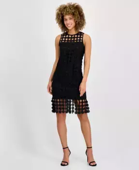 Женское платье-футляр без рукавов с бахромой Circle Fringe Anne Klein, черный