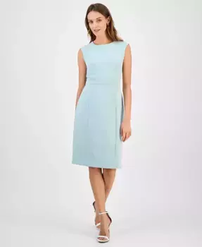 Женское платье-футляр без рукавов с круглым вырезом, Regular & Petite Kasper, синий