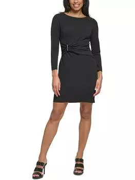 Женское платье-футляр длиной до колена со сборками DKNY, черный