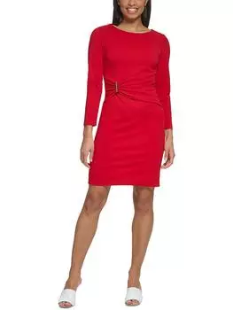 Женское платье-футляр длиной до колена со сборками DKNY, цвет scarlet