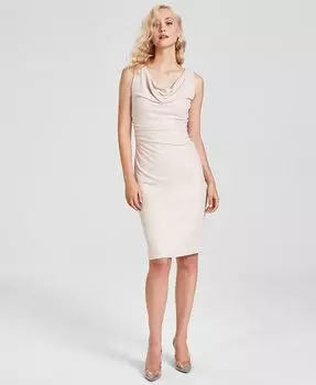 Женское платье-футляр из крепа без рукавов с хомутом kensie, тан/бежевый