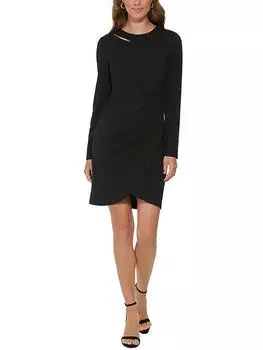 Женское платье-футляр из крепа с вырезом DKNY, черный