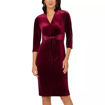 Женское платье-футляр из однотонного бархата Adrianna Papell, цвет burgundy