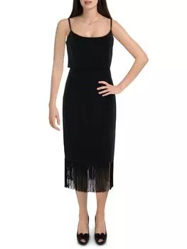 Женское платье-футляр из полиэстера с бахромой Adrianna Papell, черный