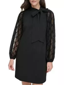 Женское платье-футляр с цветочным принтом и завязкой на шее Vince Camuto, черный