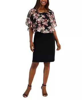 Женское платье-футляр с накидкой в ​​швейцарский горошек Connected, черный